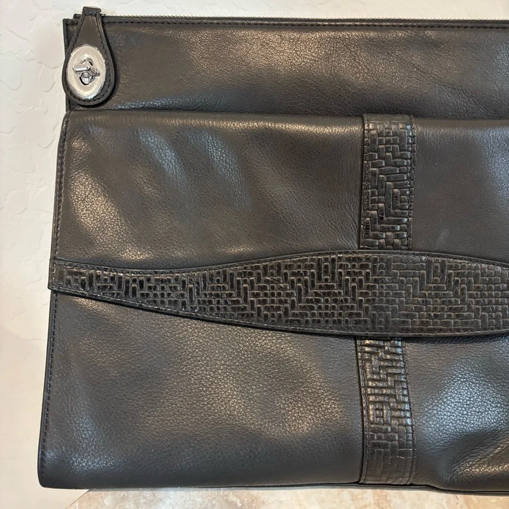 Levenger leather zip around laptop case